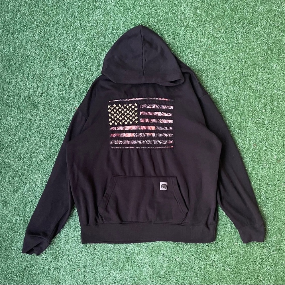 Buffalo Outdoors Black Hoodie with Flag Graphic